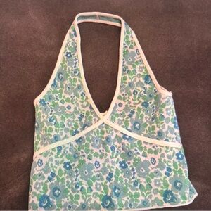 Floral Halter Top - Blue and Green